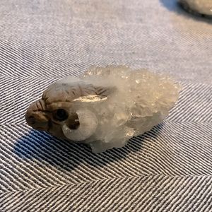 Hand carved Ram, made of rock and crystals.